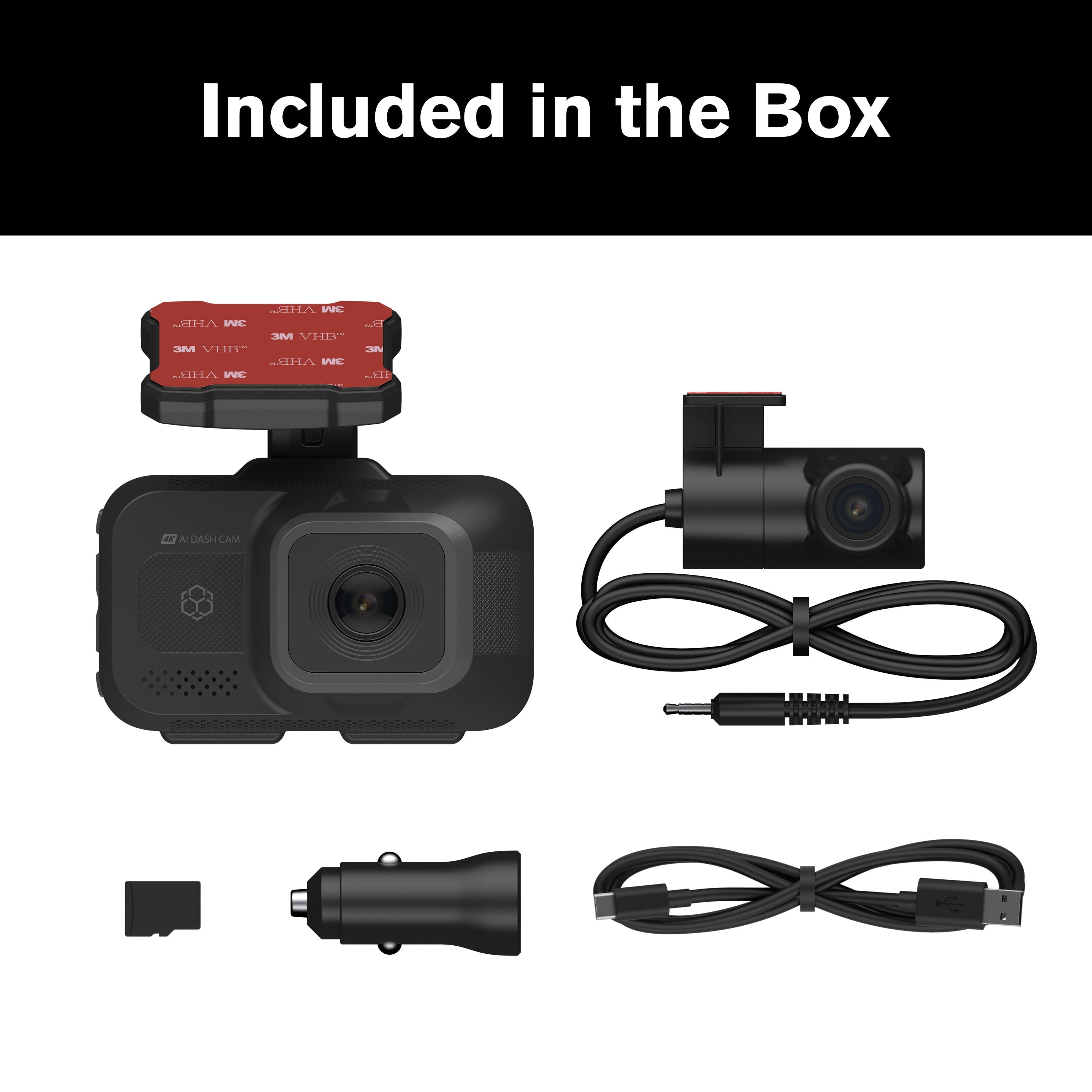 4K AI dash cam with rear camera