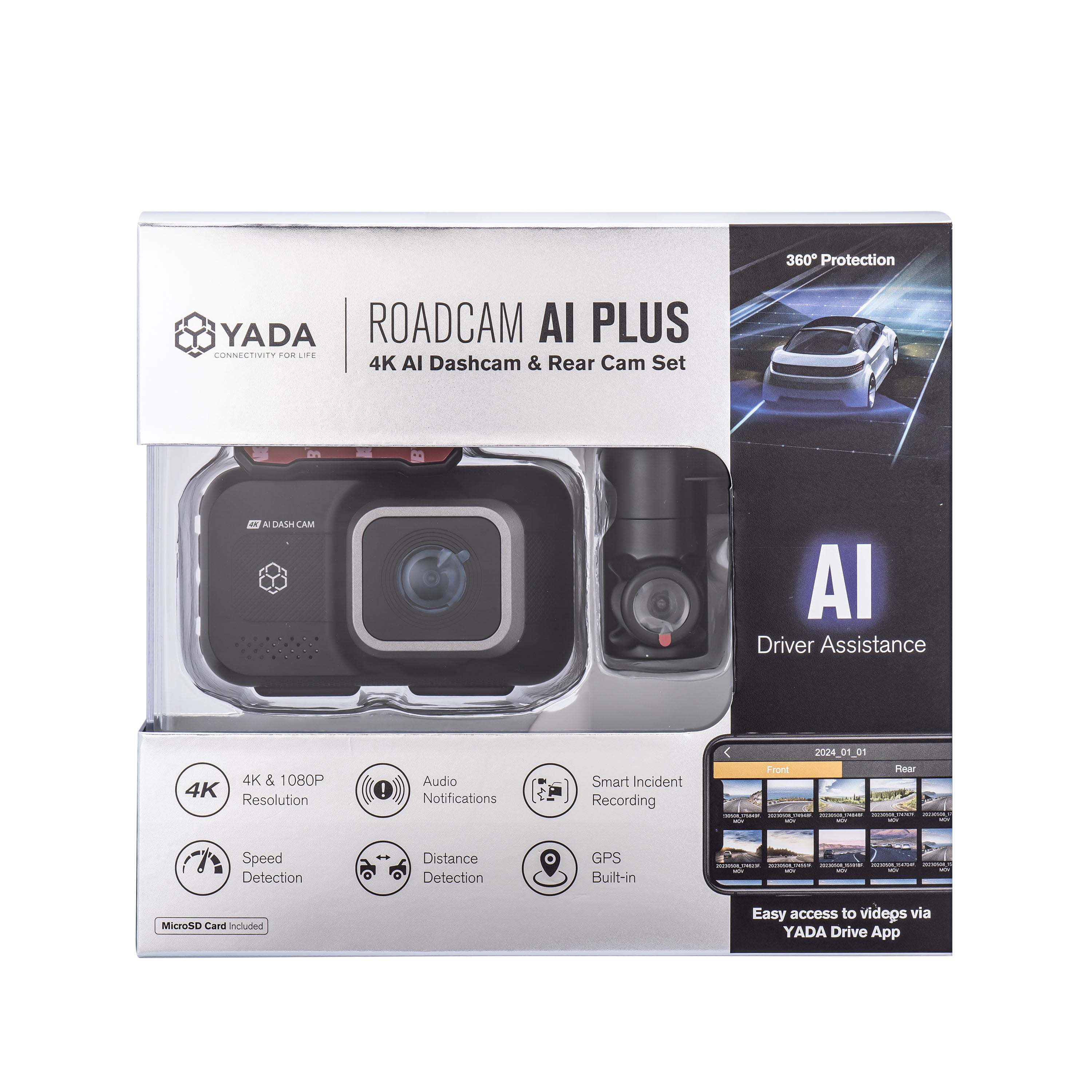 4K AI dash cam with rear camera