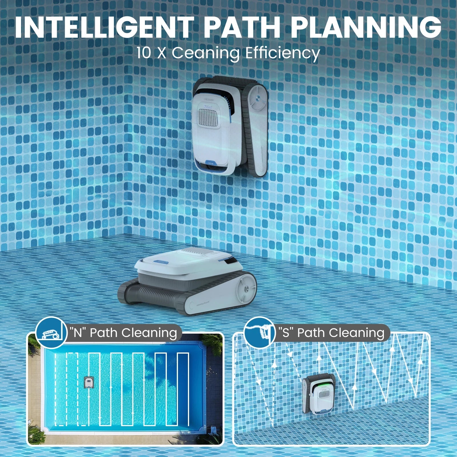 Cordless Robotic Pool Cleaner Autonomous Water Cleaning Bot